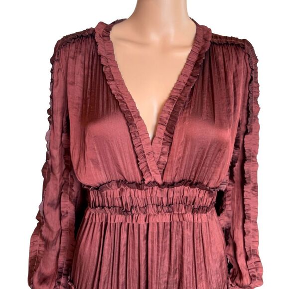 O.P.T. Tianna Ruffle Tiered Rust Mini Dress XL - Picture 4 of 8